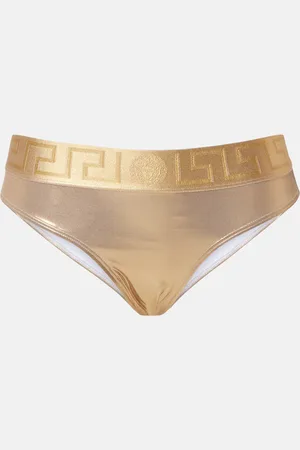 VERSACE Logo metallic bikini bottom