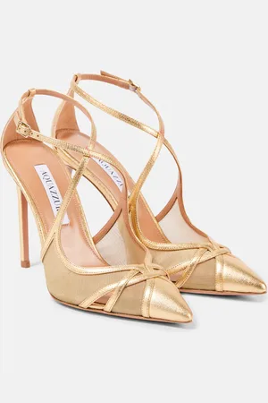 Aquazzura Shear 105 leather and mesh pumps