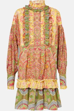 VALENTINO Ruffled paisley cotton minidress