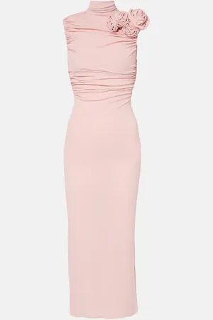 MAGDA BUTRYM Floral-appliquÃ© hooded silk-blend midi dress