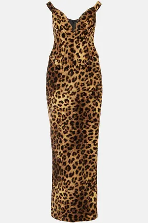 Ilkyaz Ozel Shakti leopard-print bustier gown