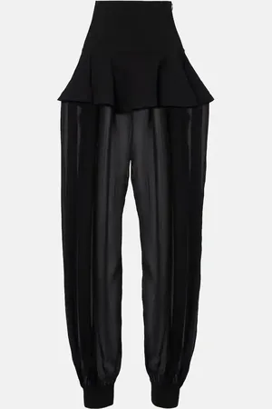 Alaïa AlaÃ¯a Peplum georgette wide-leg pants