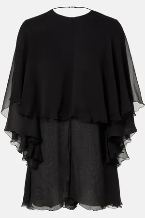 Saint Laurent Ruffled silk crÃªpe muslin playsuit
