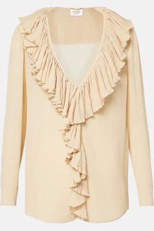 Saint Laurent Ruffled silk muslin blouse