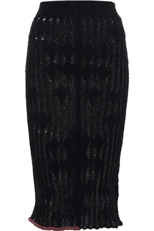 Acne Studios Open-knit cotton-blend midi skirt