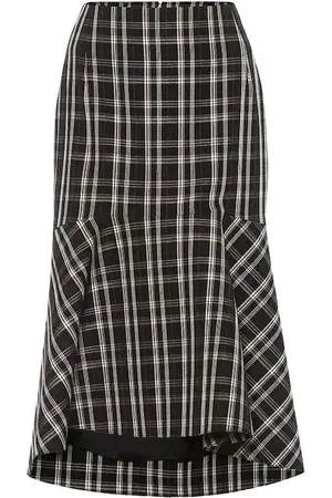 Balenciaga Checked wool midi skirt