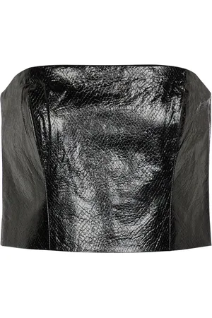 ROTATE Emili faux-leather cropped top
