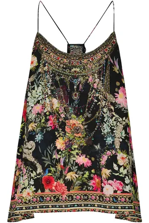 Camilla Embellished printed silk camisole