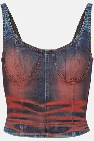 KNWLS Harley printed denim crop top
