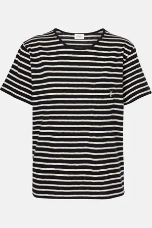 Saint Laurent Cassandre striped cotton jersey T-shirt