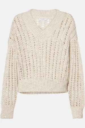 Brunello Cucinelli Embellished silk and linen-blend sweater