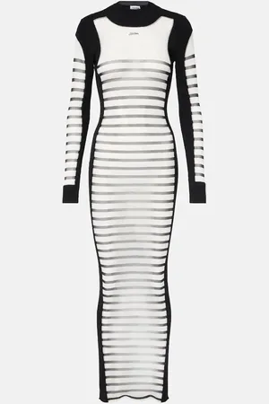 Jean Paul Gaultier Mariniere striped semi-sheer mesh maxi dress