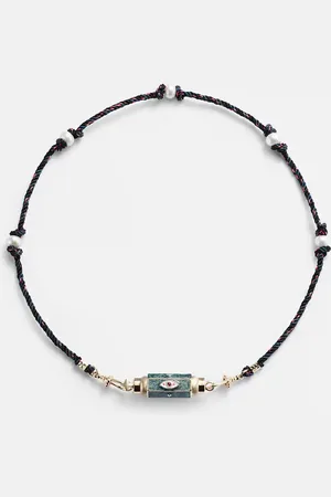 Marie Lichtenberg Evil Eye 14kt gold and enamel locket necklace with rubies