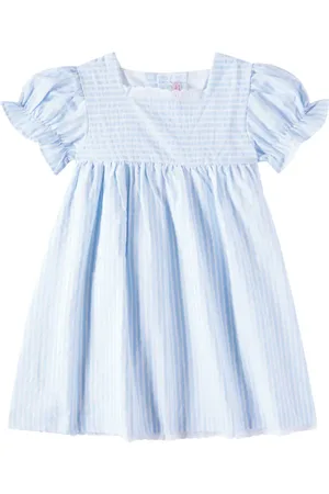 La Coqueta Zoe striped ruffled cotton-blend dress