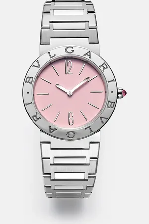 Bvlgari 33mm stainless steel watch with rubellite