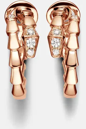 Bvlgari Serpenti Viper 18kt rose hoop earrings with diamonds