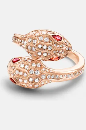 Bvlgari Serpenti Seduttori 18kt rose gold ring with diamonds and rubellites