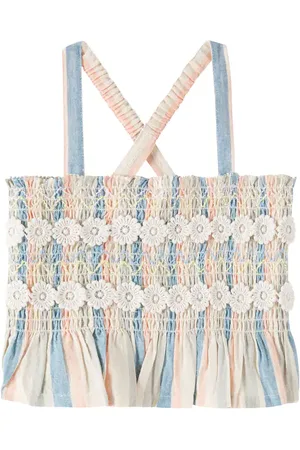 Louise Misha Florentina striped cotton and linen top