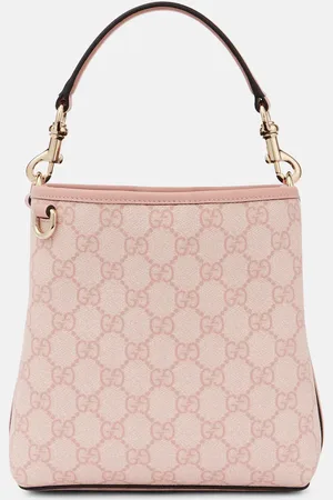 Gucci GG Emblem Mini leather-trimmed bucket bag
