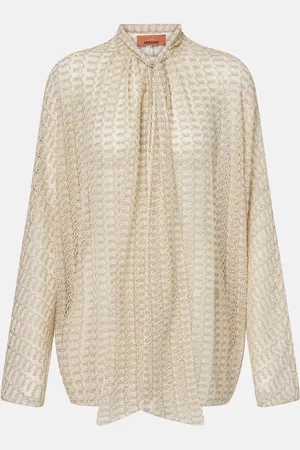Missoni Zigzag tie-neck lamÃ© blouse