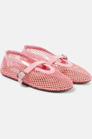 Alaïa AlaÃ¯a Patent leather-trimmed mesh flats
