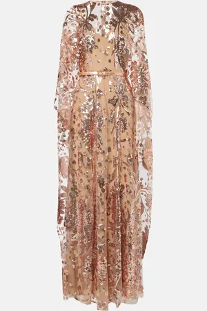 Elie saab Sequined embroidered tulle gown