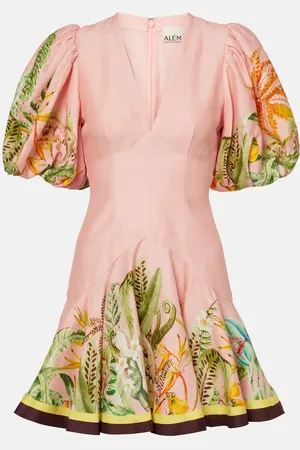 ALÉMAIS AlÃ©mais Papaya linen-blend minidress