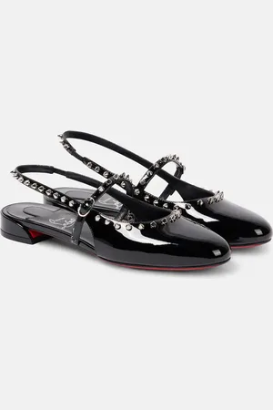 Christian Louboutin Sweet Janispikes patent leather slingback flats