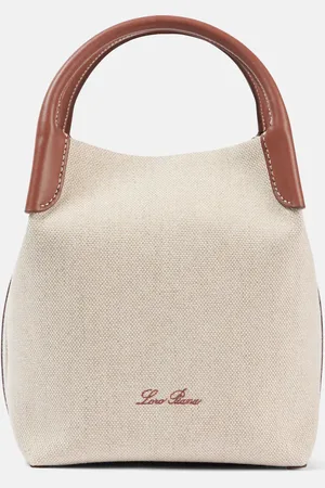 Loro Piana Bale Small leather-trimmed canvas tote bag