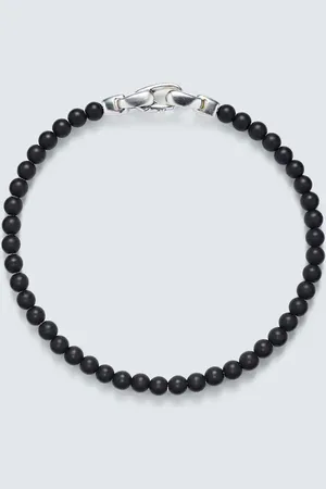 David Yurman Spiritual Beads sterling silver bracelet with onyxes