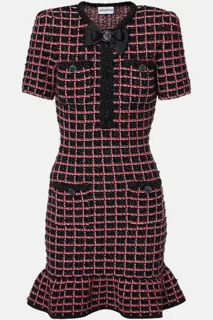 Self-Portrait Checked knitted minidress