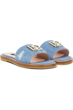 Dolce & Gabbana DG distressed denim slides