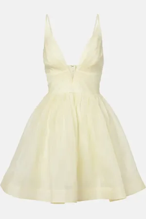 ZIMMERMANN Illuminate pleated silk and linen minidress
