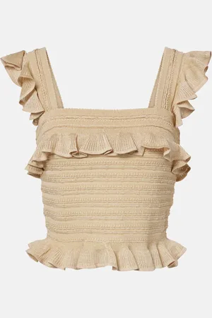 ZIMMERMANN Ruffled lace lamÃ© top