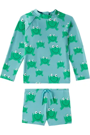 Stella McCartney Printed rashguard top and swim trunks set