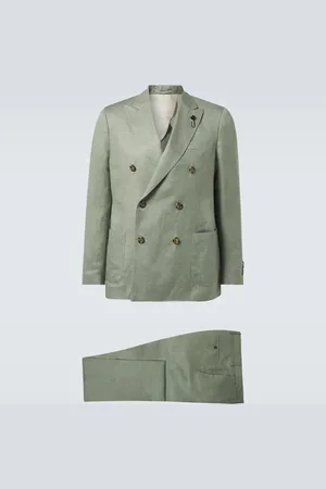 LARDINI Double-breasted linen and silk suit