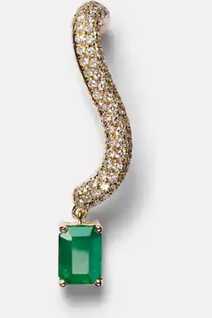 Shay 18kt single earring with emeralds and diamonds