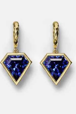 Octavia Elizabeth Hidden Gem 18kt gold earrings with tanzanites