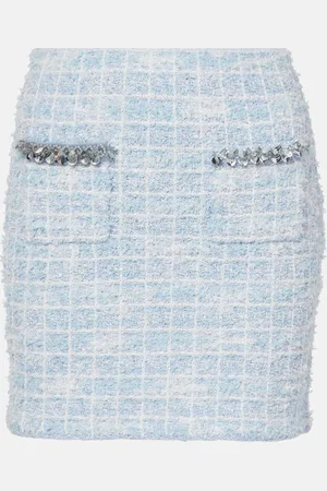Self-Portrait Checked embellished tweed miniskirt