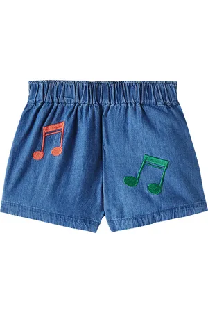 Mini Rodini Note embroidered denim shorts