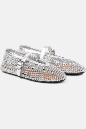 Alaïa AlaÃ¯a Metallic fishnet Mary Jane flats