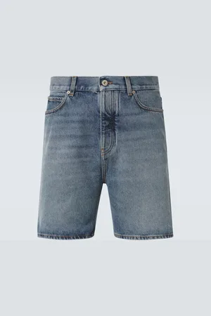 Loewe Leather-trimmed denim shorts
