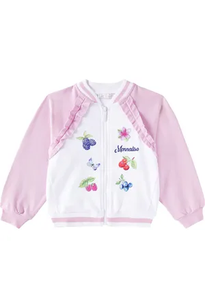 MONNALISA Embellished cotton-blend varsity jacket