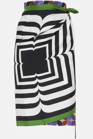 DRIES VAN NOTEN Printed silk wrap skirt