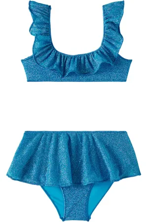 Oseree OsÃ©ree Kids LumiÃ¨re ruffled lamÃ© bikini
