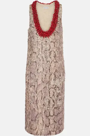 DRIES VAN NOTEN Sequined printed midi dress