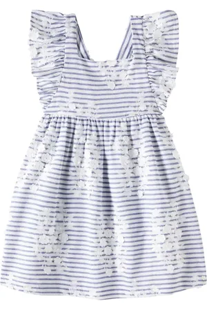 Tartine Et Chocolat Striped embroidered cotton-blend dress