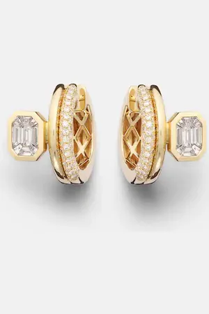 Shay Floating Bezel 18kt hoop earrings with diamonds