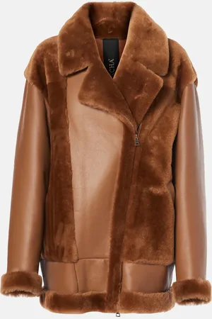 Blancha Shearling-trimmed leather jacket