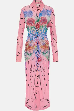 Christopher Kane Floral mesh midi shirt dress